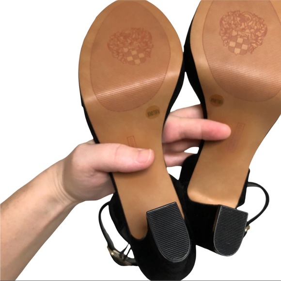 3X Host Pick! 🐆 NWOT Vince Camuto Black Suede Heeled Sandal Leopard - Picture 10 of 12